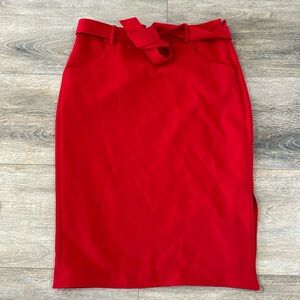 Red pencil skirt
